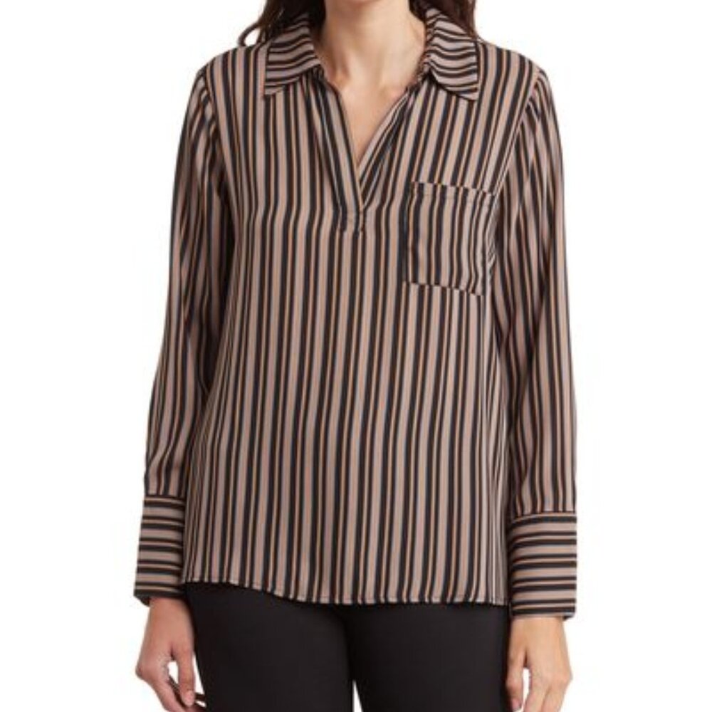 Pleione Long Sleeve Pocket Tunic Shirt Size S